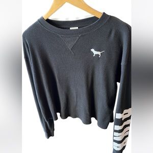 VS PINK Thermal cropped long sleeve black shirt size Small